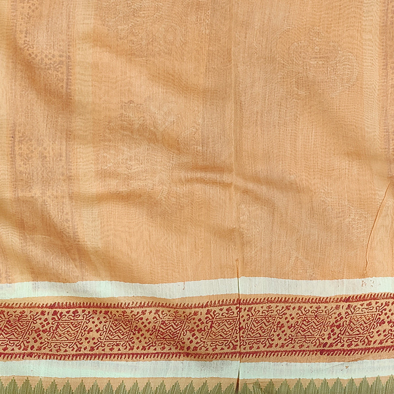 Hayagrivas Peach Orange Pure Chanderi Cotton Saree KBE2040A1-8