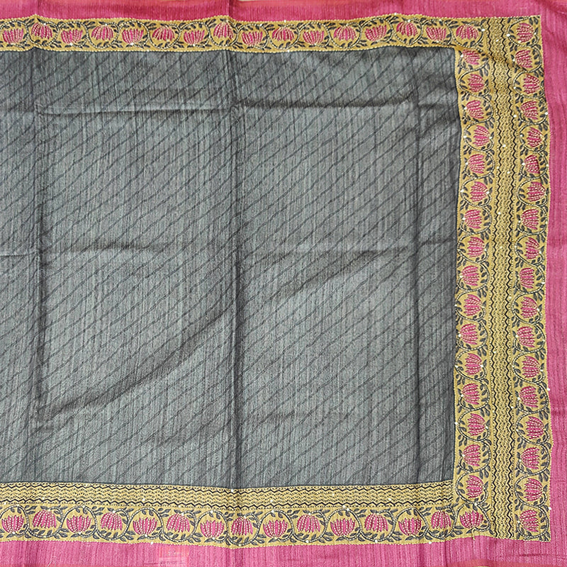 Hayagrivas Grey Fancy Cotton Saree KBE2383B7-4