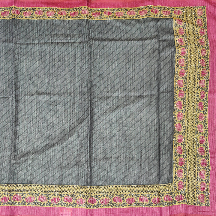Hayagrivas Grey Fancy Cotton Saree KBE2383B7-4