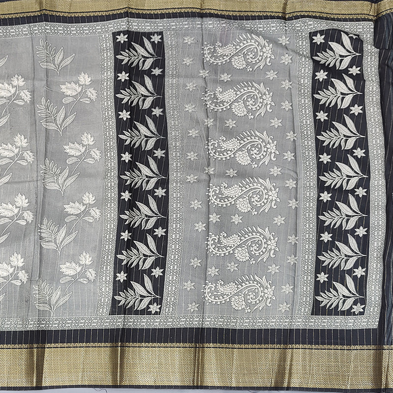 Hayagrivas Grey Fancy Cotton Saree KBE2211A3-7