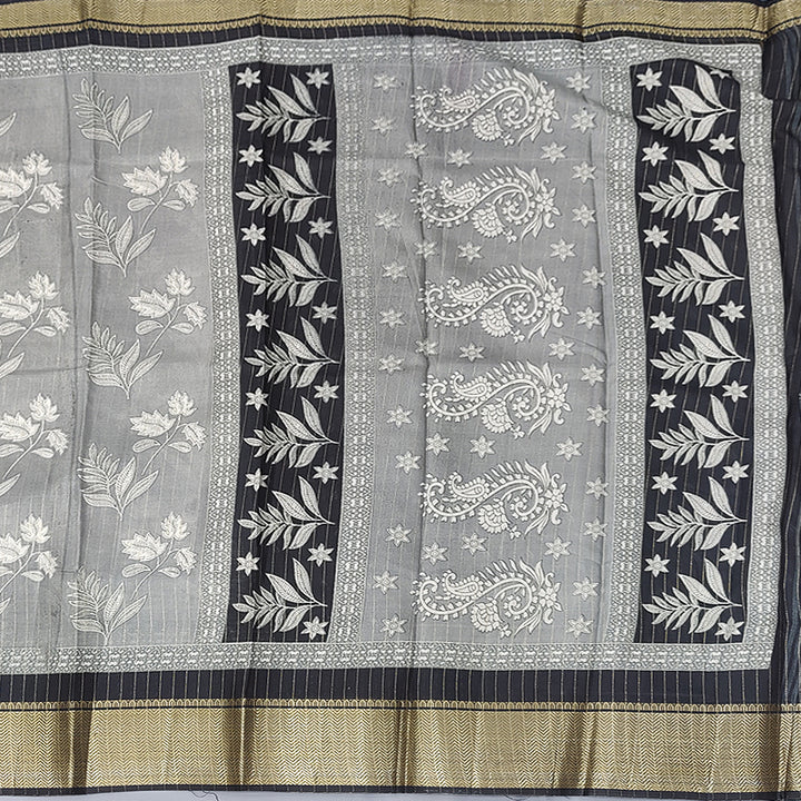Hayagrivas Grey Fancy Cotton Saree KBE2211A3-7
