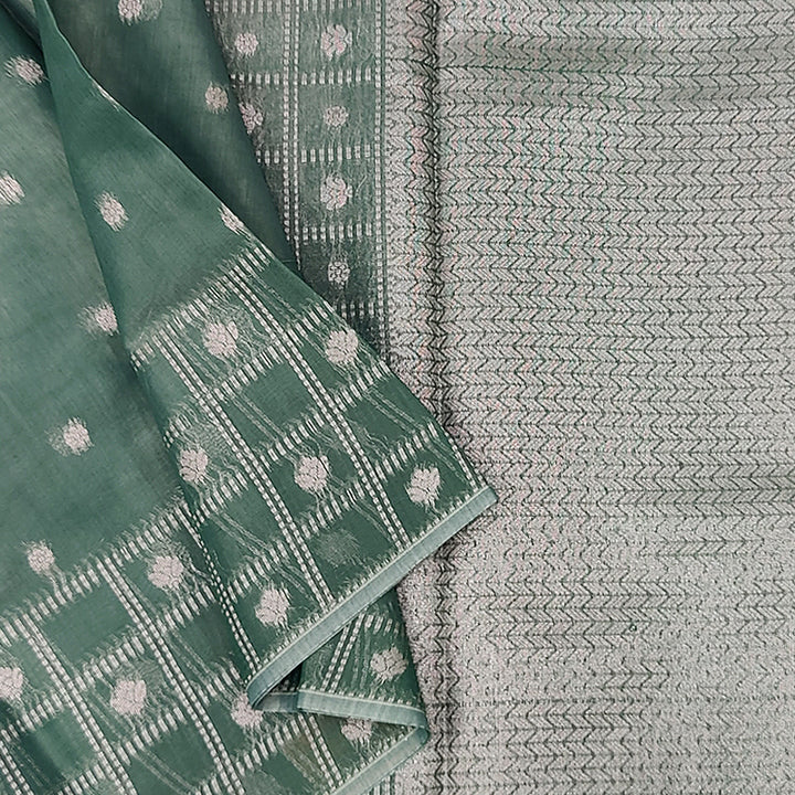 Hayagrivas Light Green Fancy Kora Cotton Saree KBE93D5-3