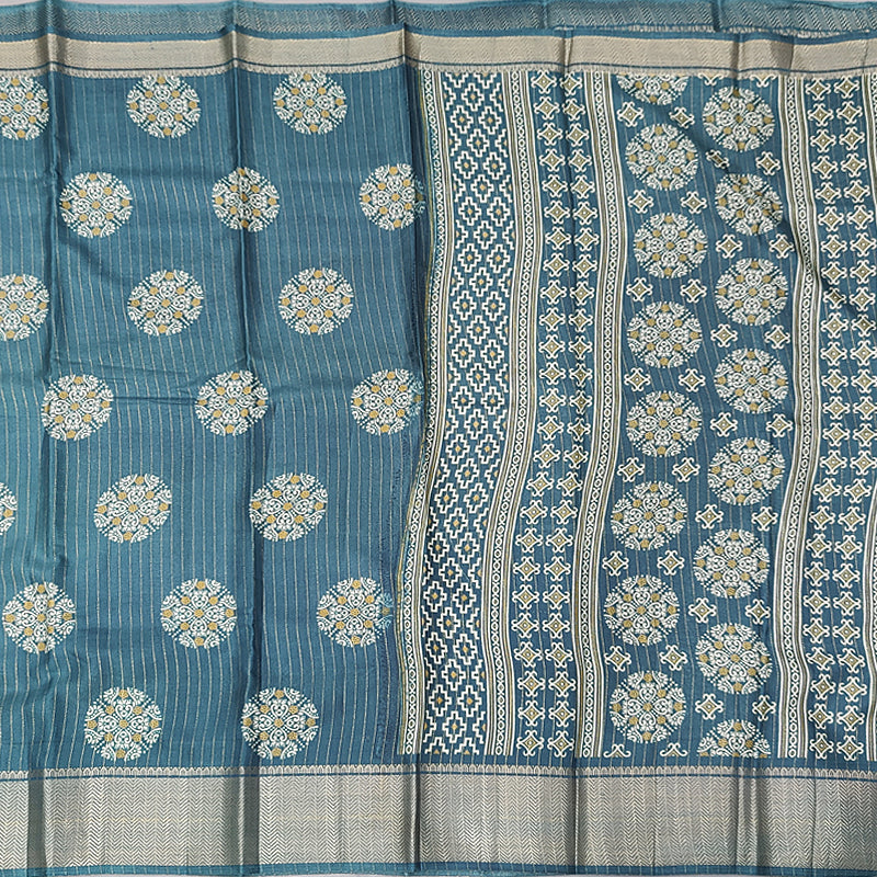 Hayagrivas Teal Fancy Cotton Saree KBE2211A3-1