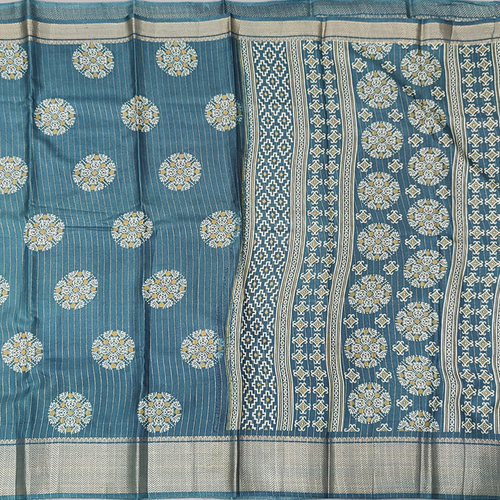 Hayagrivas Teal Fancy Cotton Saree KBE2211A3-1