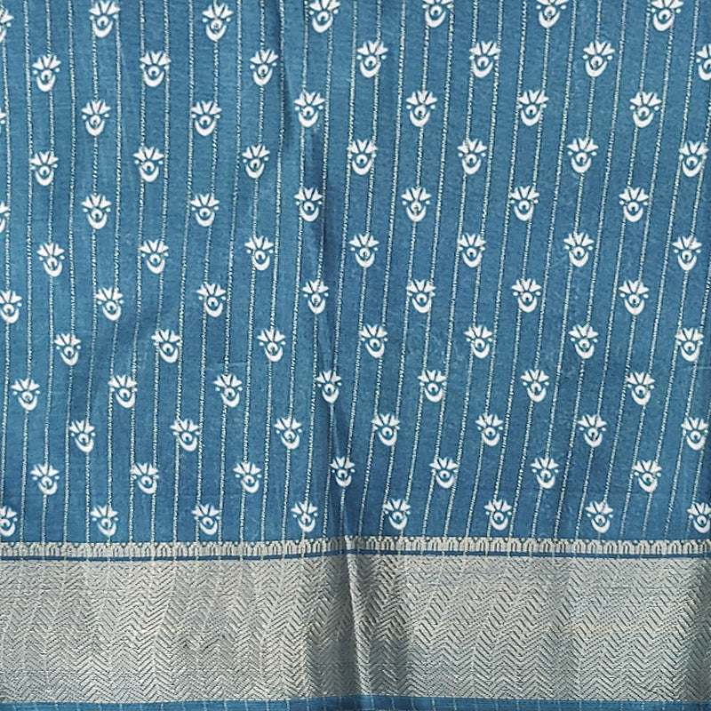 Hayagrivas Teal Fancy Cotton Saree KBE2211A3-1