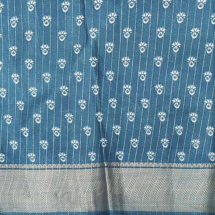 Hayagrivas Teal Fancy Cotton Saree KBE2211A3-1