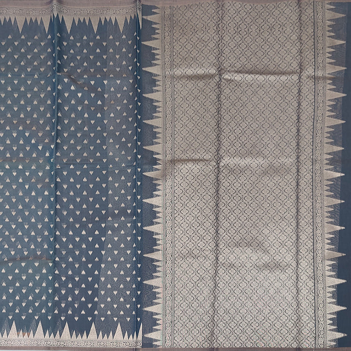 Hayagrivas Bluish-Grey Fancy Kora Cotton Saree KBE93D9-8