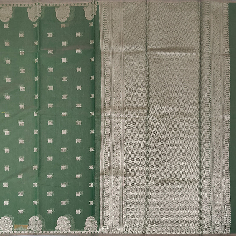 Hayagrivas Green Fancy Kora Cotton Saree KBE93D7-3