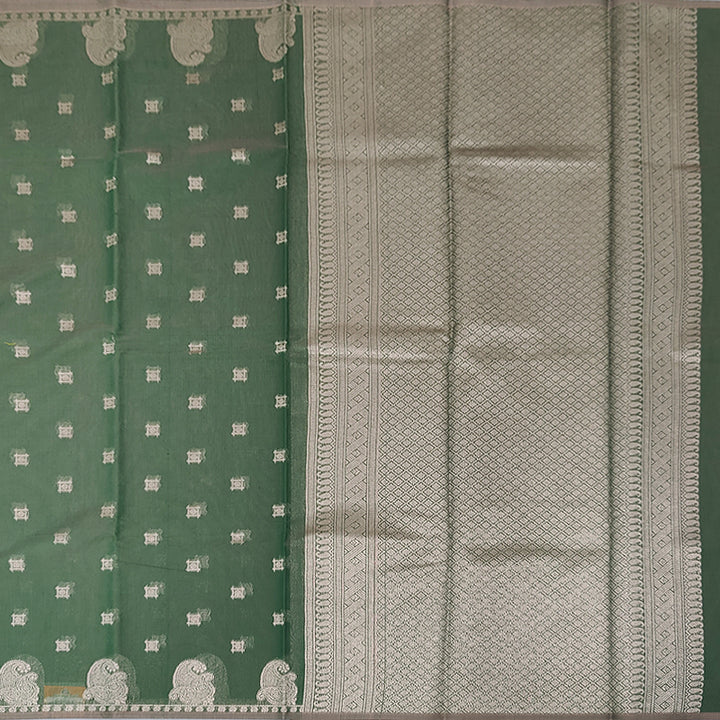 Hayagrivas Green Fancy Kora Cotton Saree KBE93D7-3