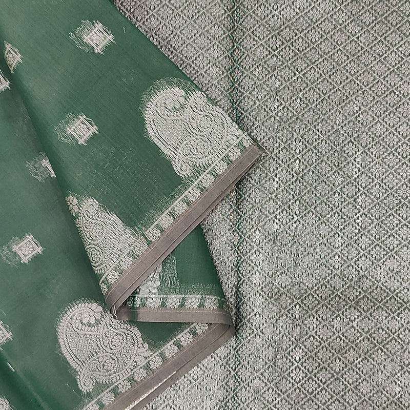 Hayagrivas Green Fancy Kora Cotton Saree KBE93D7-3