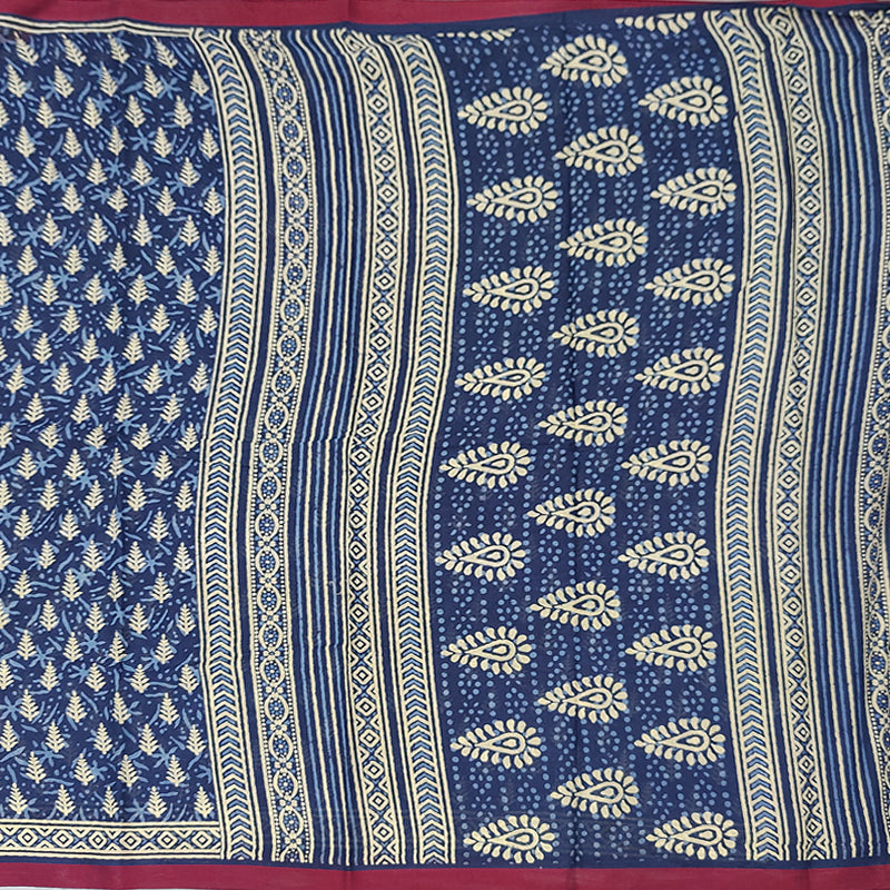 Hayagrivas Indigo Blue Pure Cotton Saree KBE2544C2-4