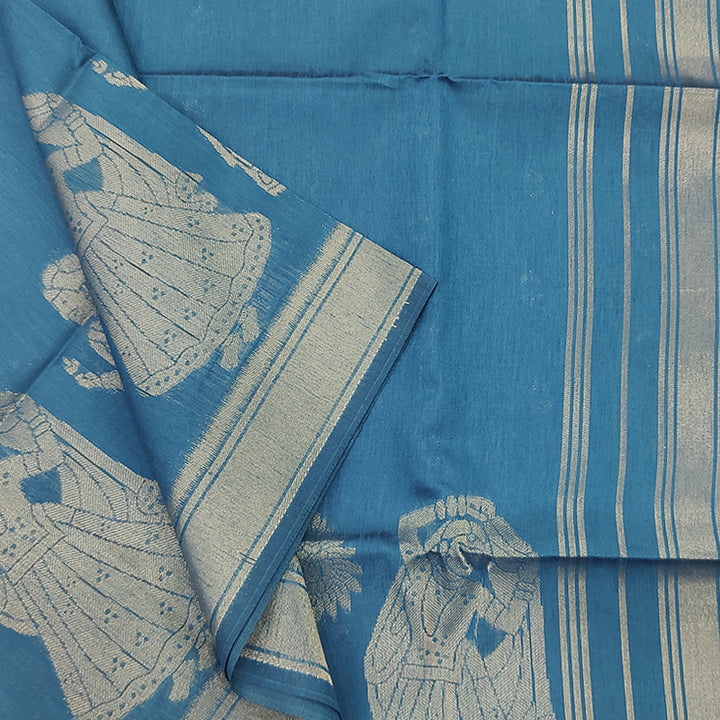 Hayagrivas Rama Blue Fancy Cotton Saree SSCBF84F1-3