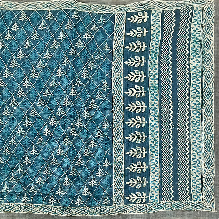 Hayagrivas Bluish-Bluish-Grey Fancy Cotton Saree KBE2544C7-2