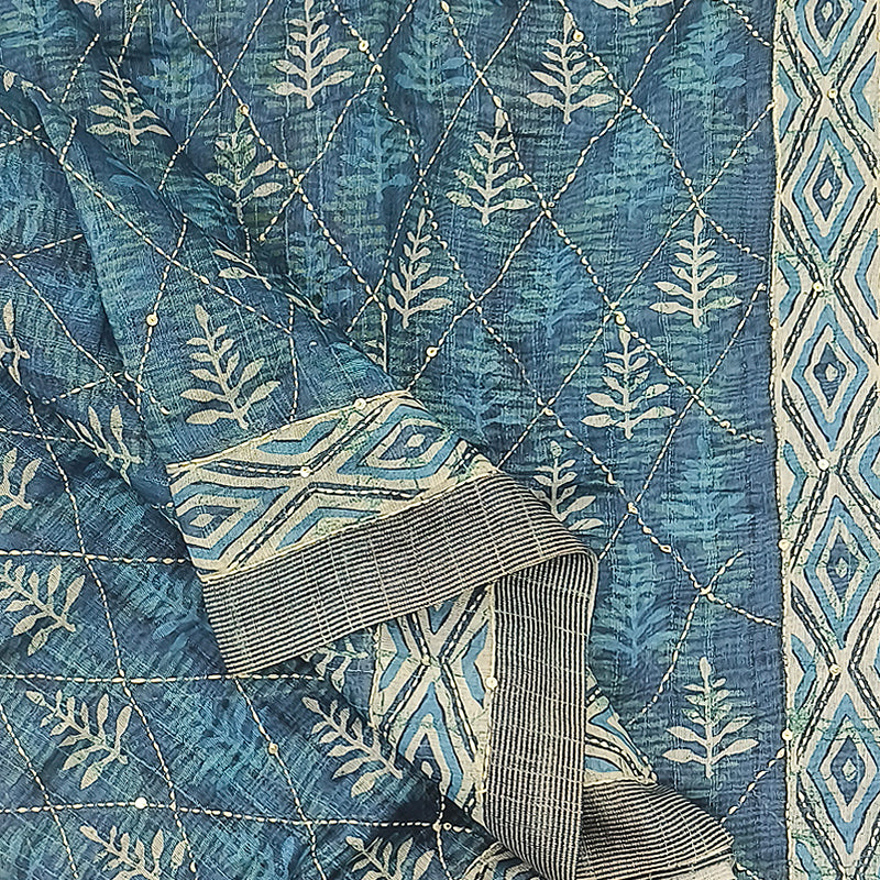 Hayagrivas Bluish-Bluish-Grey Fancy Cotton Saree KBE2544C7-2