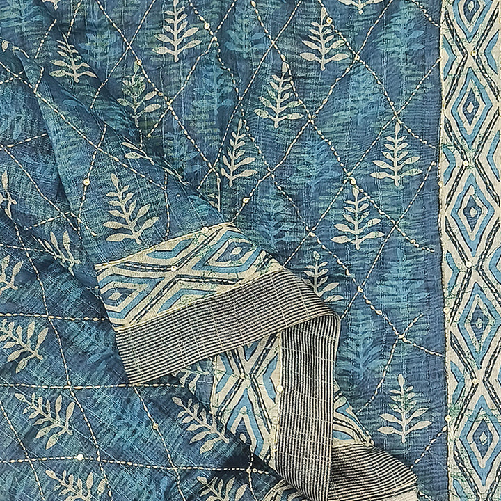 Hayagrivas Bluish-Bluish-Grey Fancy Cotton Saree KBE2544C7-2