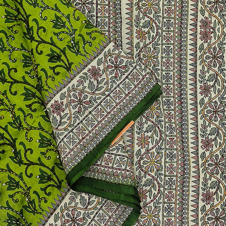 Hayagrivas Parrot Green Fancy Cotton Saree KBE2544C6-6