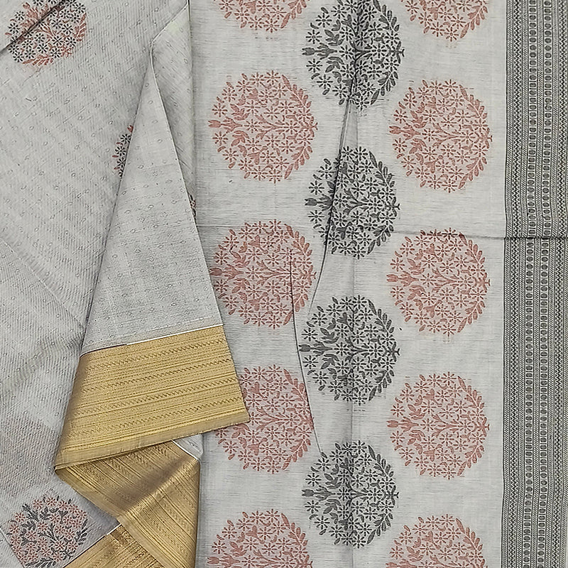 Hayagrivas Grey Pure Cotton Saree KSBE88A4-6