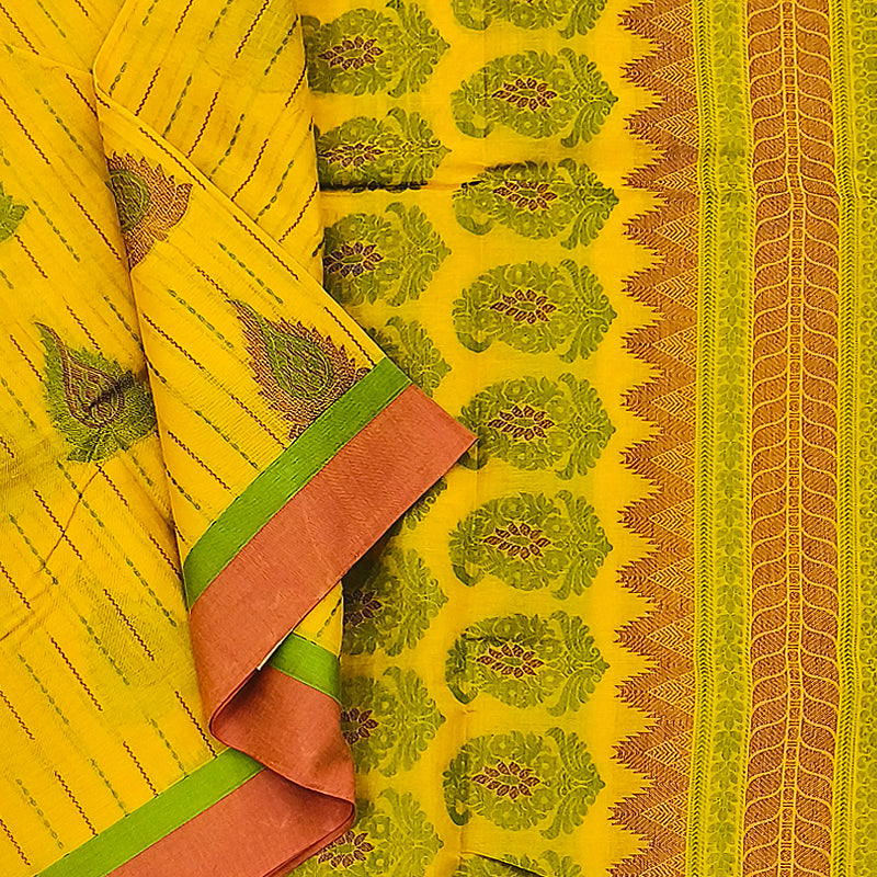 Hayagrivas Mango Yellow Pure Cotton Saree KBE1894L2-18