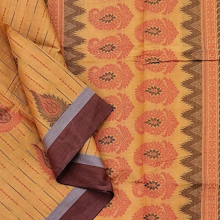 Hayagrivas Light Brown Pure Cotton Saree KBE1894L2-6