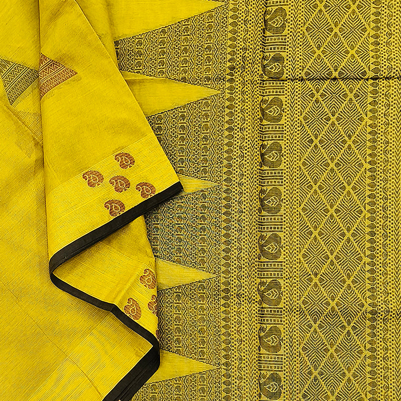 Hayagrivas Mustard Yellow Pure Cotton Saree KBE1891L1-101