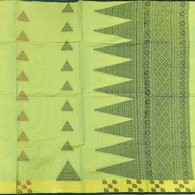 Hayagrivas Yellowish-Green Pure Cotton Saree KBE1891L1-11
