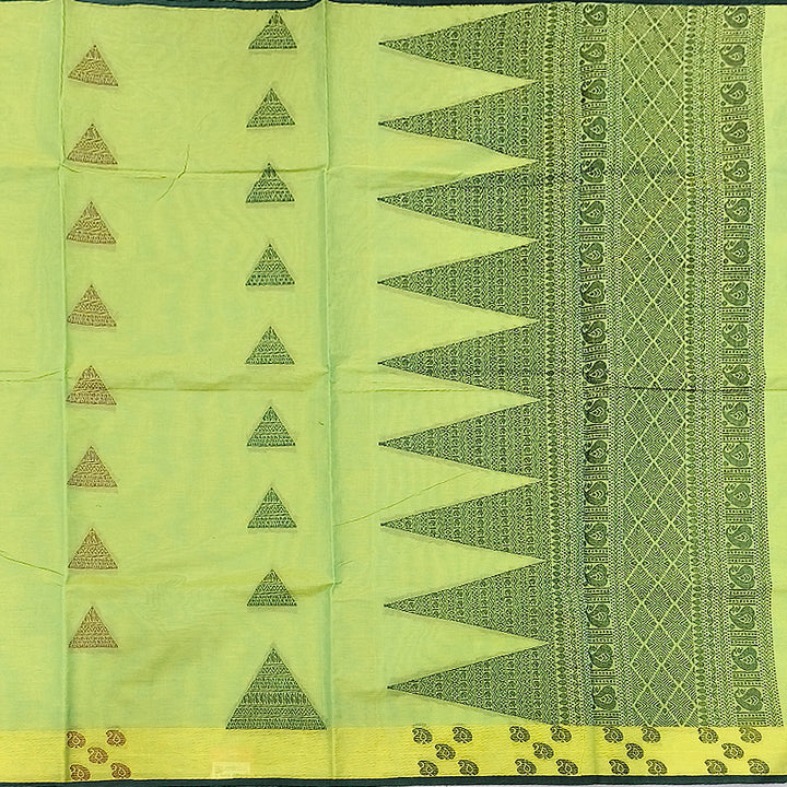Hayagrivas Yellowish-Green Pure Cotton Saree KBE1891L1-11