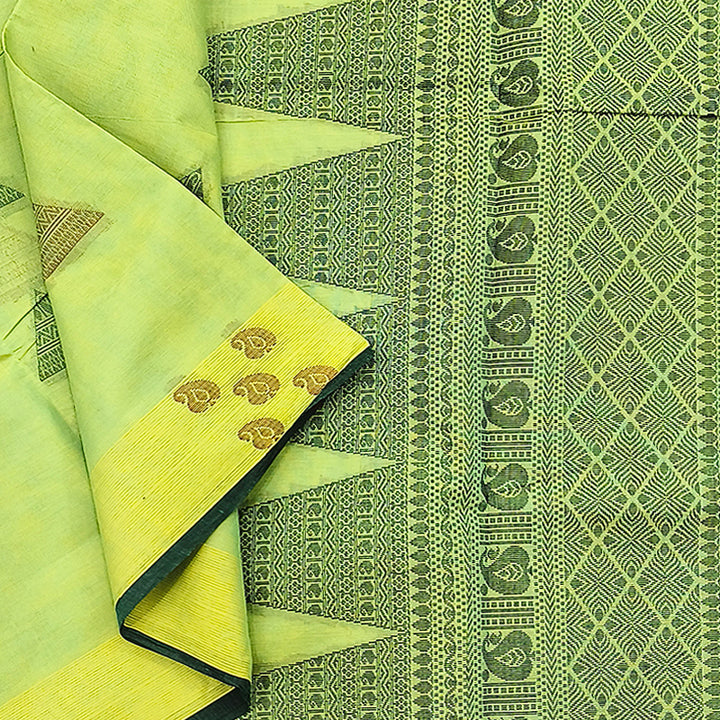 Hayagrivas Yellowish-Green Pure Cotton Saree KBE1891L1-11