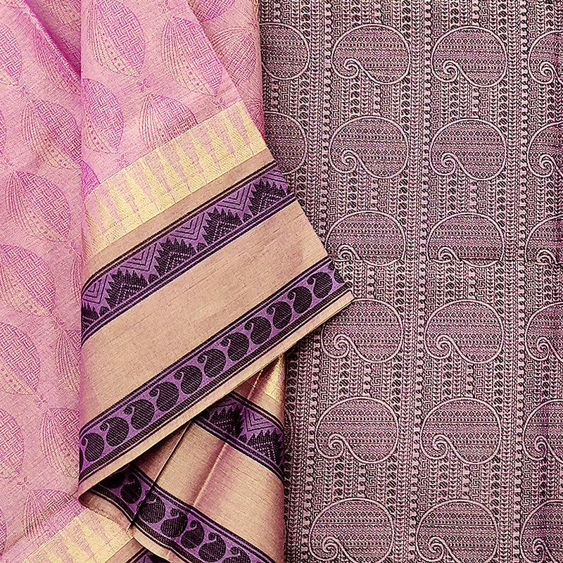 Hayagrivas Lavender-Pink Pure Cotton Saree KBE2163A23-1