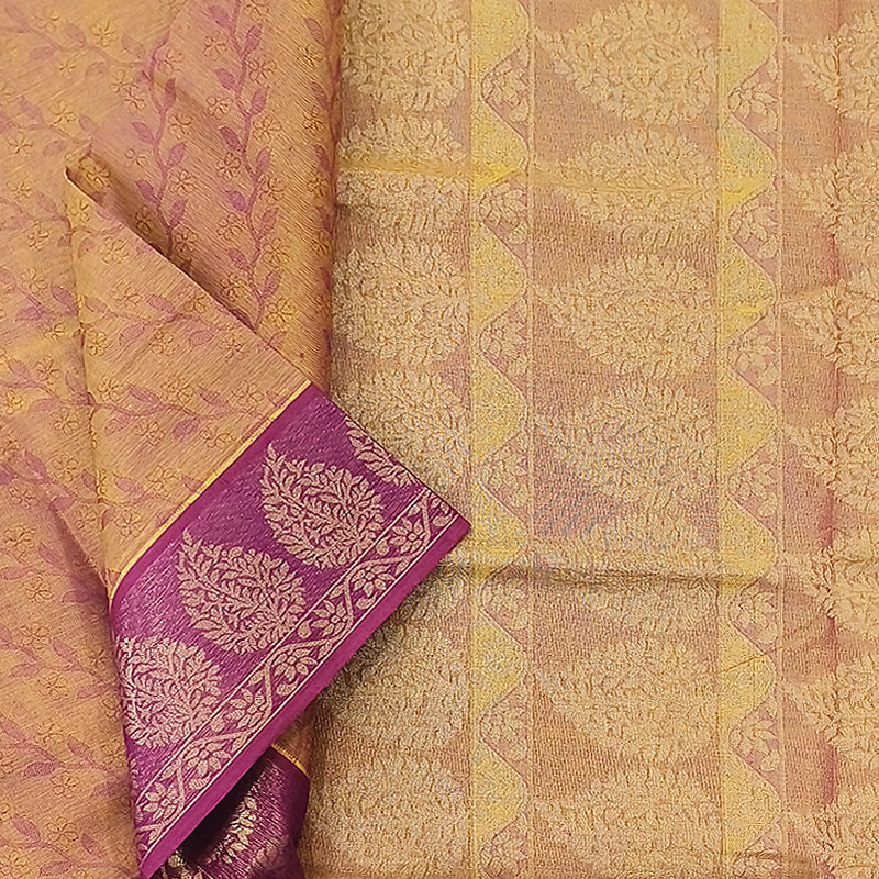 Hayagrivas Orangish-Pink Pure Cotton Saree KBE2163A9-4