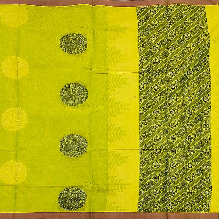 Hayagrivas Fluorescent Green Pure Cotton Saree KBE2163A11-6