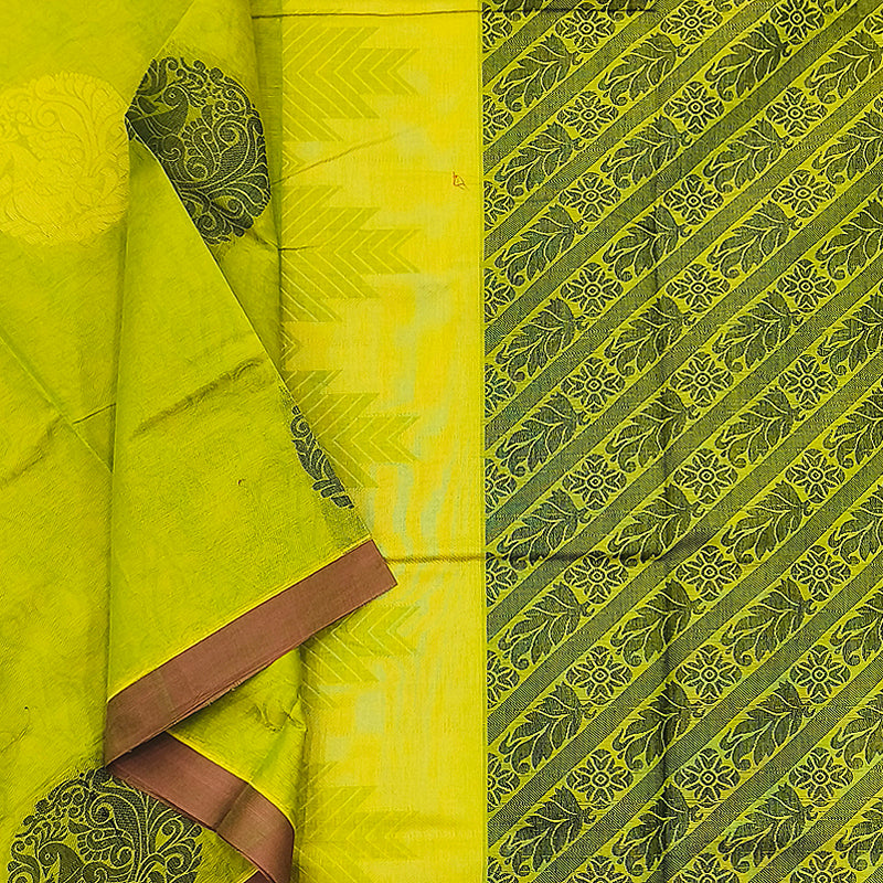 Hayagrivas Fluorescent Green Pure Cotton Saree KBE2163A11-6