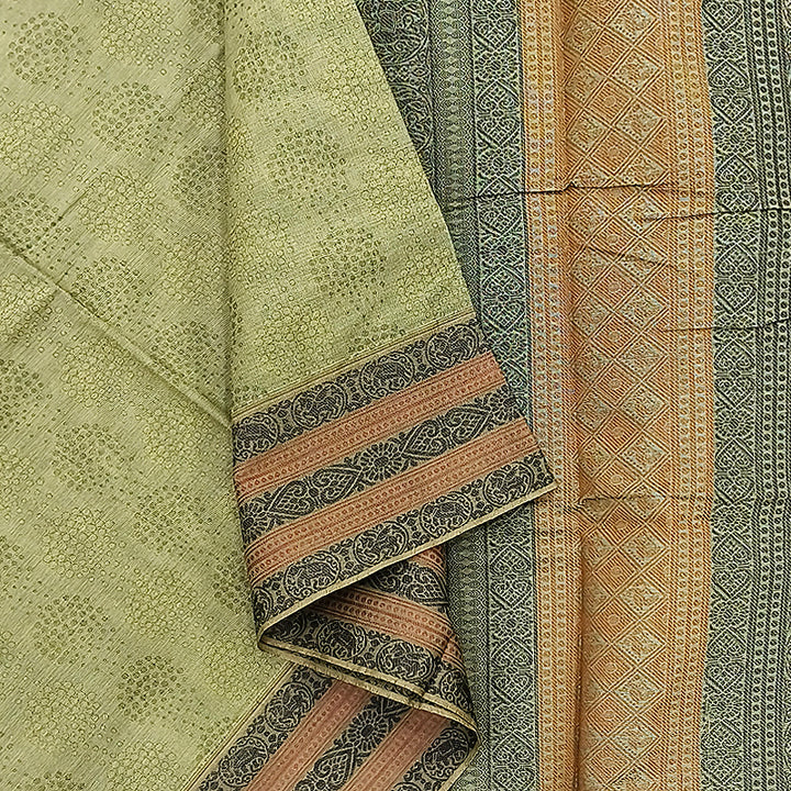 Hayagrivas Elaichi Green Pure Cotton Saree KBE2163A8-2