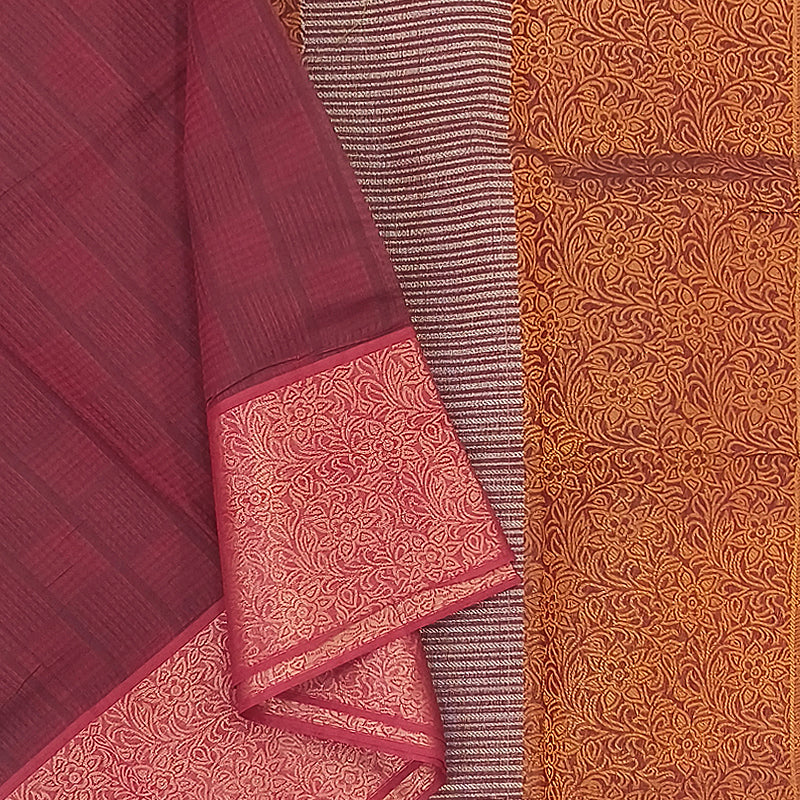 Hayagrivas Maroon Pure Cotton Saree KBE2163A22-1