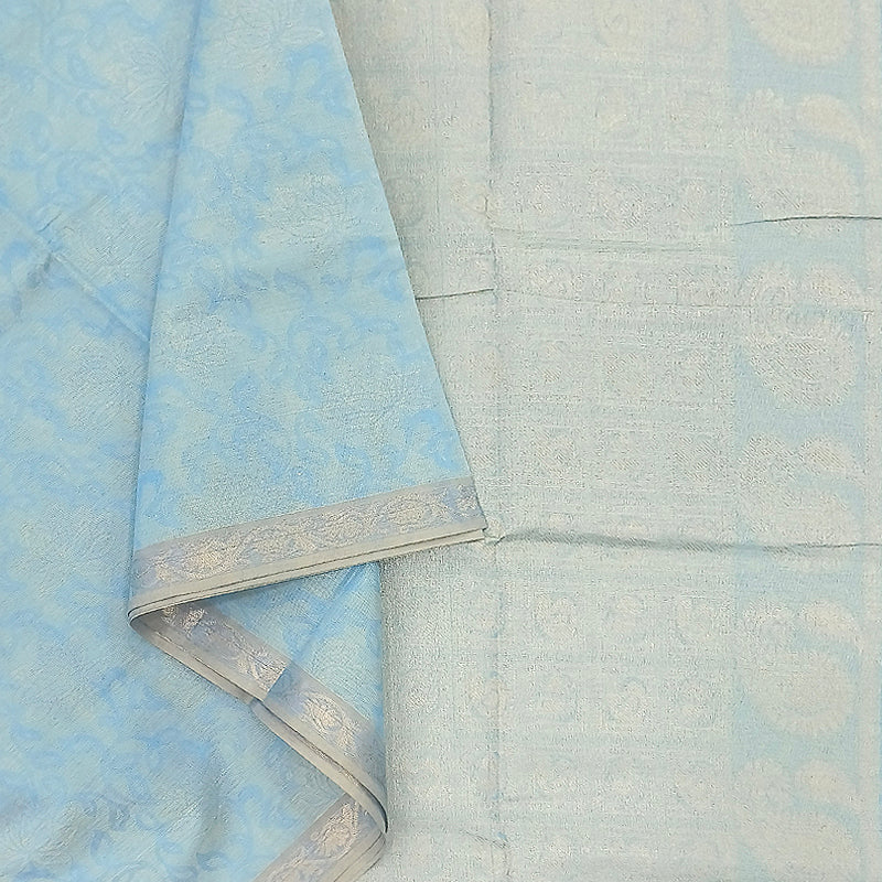 Hayagrivas Sky Blue Pure Cotton Saree KBE2163A15-3