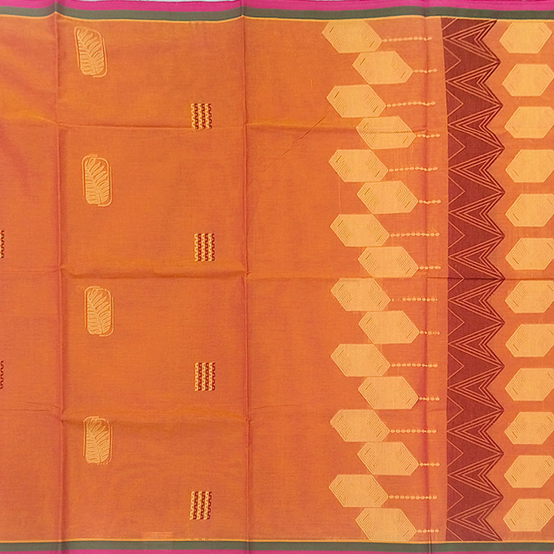 Hayagrivas Orangish-Pink Pure Cotton Saree KBE2160A2-22