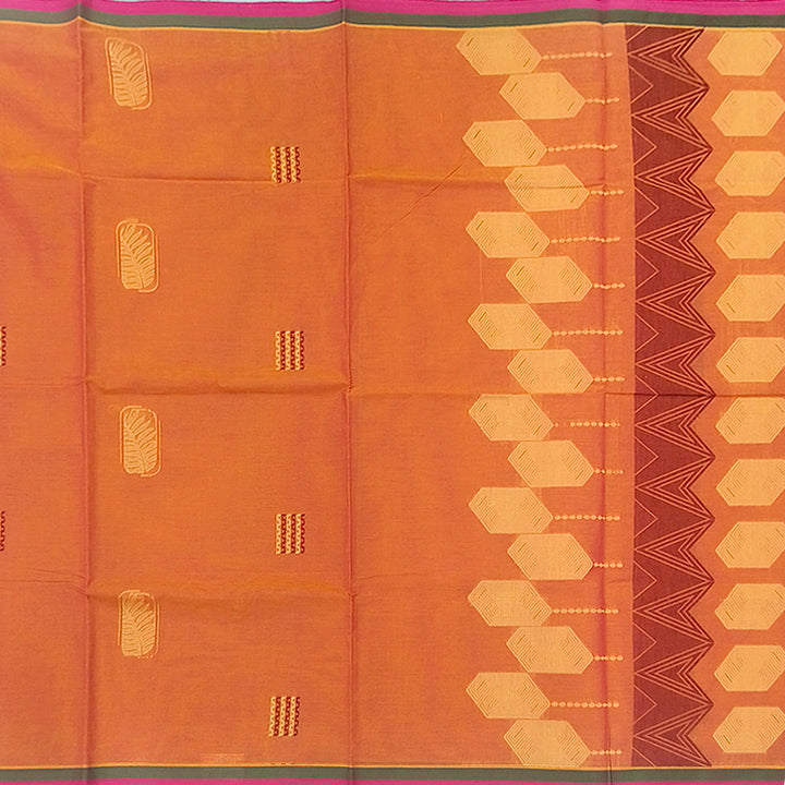 Hayagrivas Orangish-Pink Pure Cotton Saree KBE2160A2-22