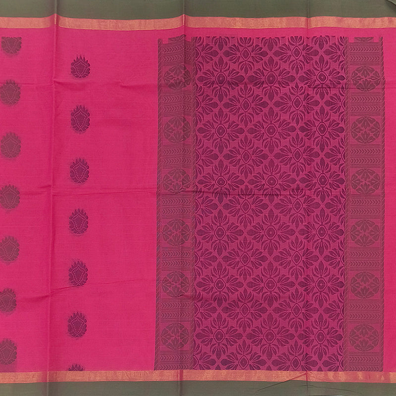 Hayagrivas Bright Pink Pure Cotton Saree KBE2166A2-24