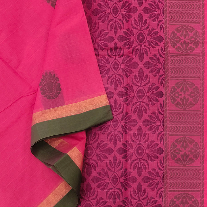 Hayagrivas Bright Pink Pure Cotton Saree KBE2166A2-24