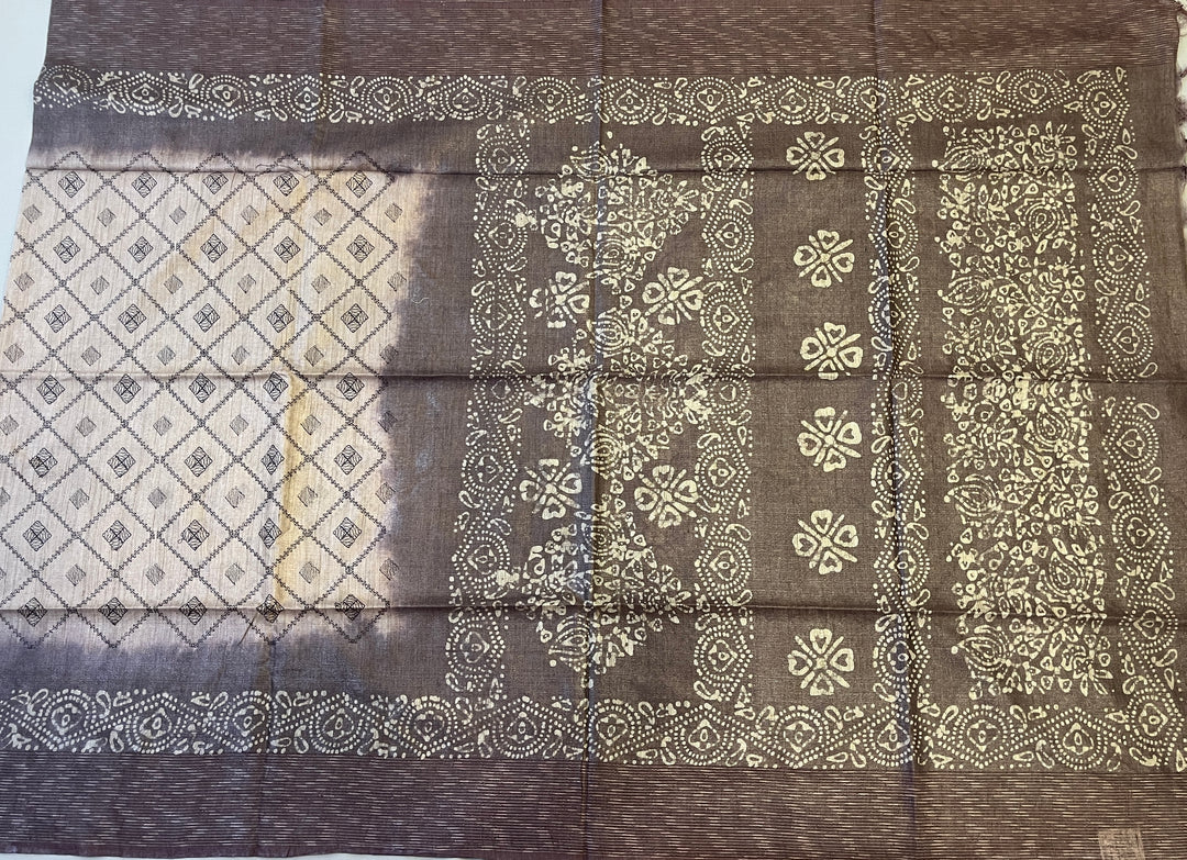 Hayagrivas Khaki Brown Semi Tussar Saree SSCBF68E7-10