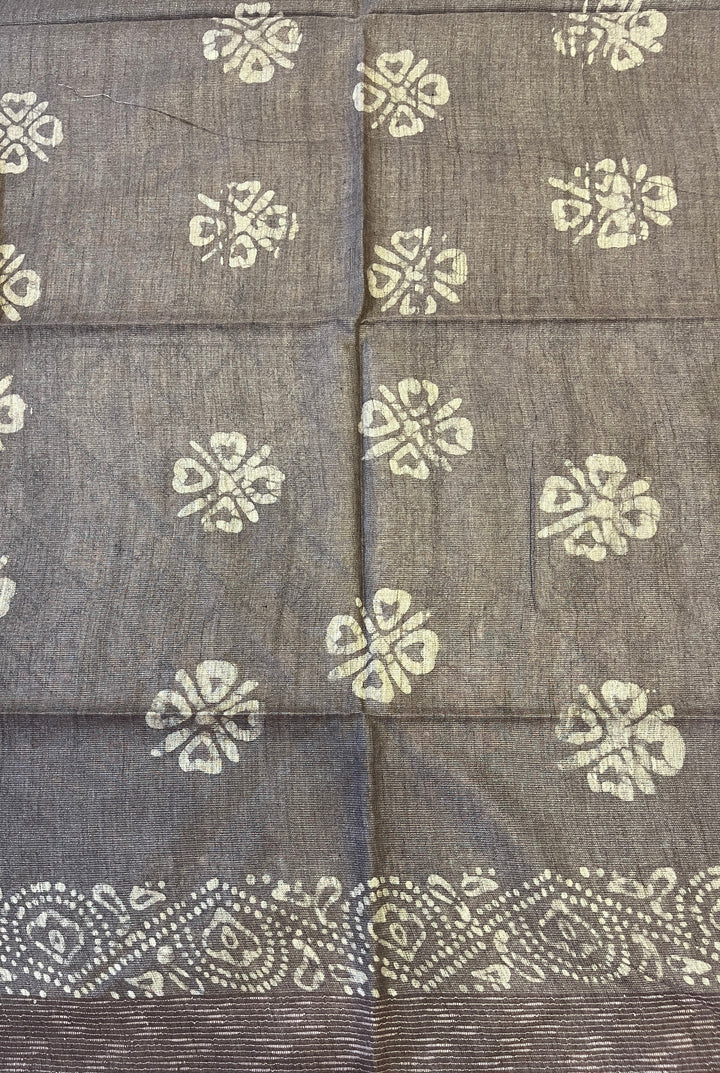 Hayagrivas Khaki Brown Semi Tussar Saree SSCBF68E7-10