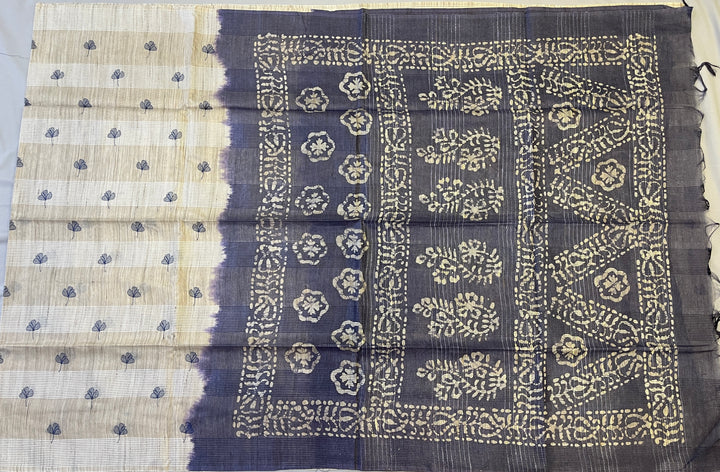 Hayagrivas Beige Semi Tussar Saree SSCBF68E8-3