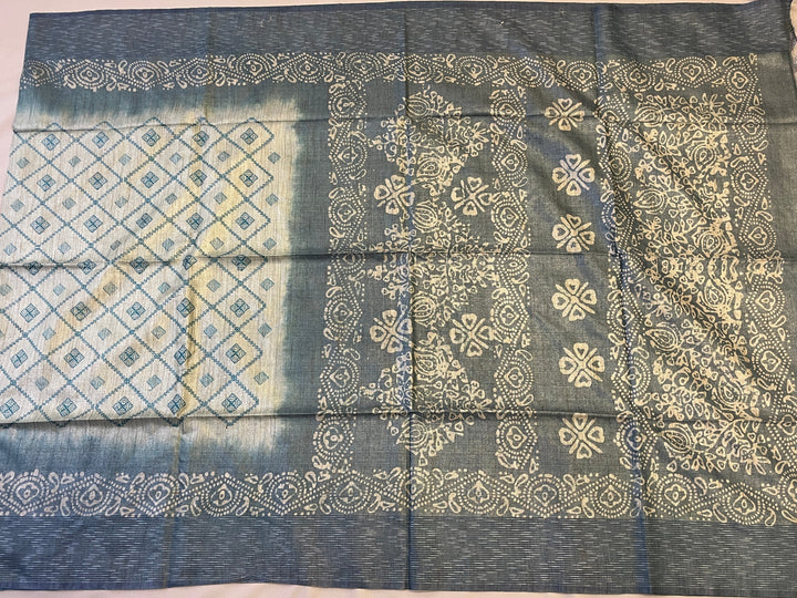 Hayagrivas Silver Grey Semi Tussar Saree SSCBF68E7-9