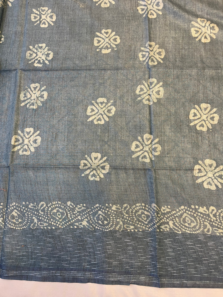 Hayagrivas Silver Grey Semi Tussar Saree SSCBF68E7-9