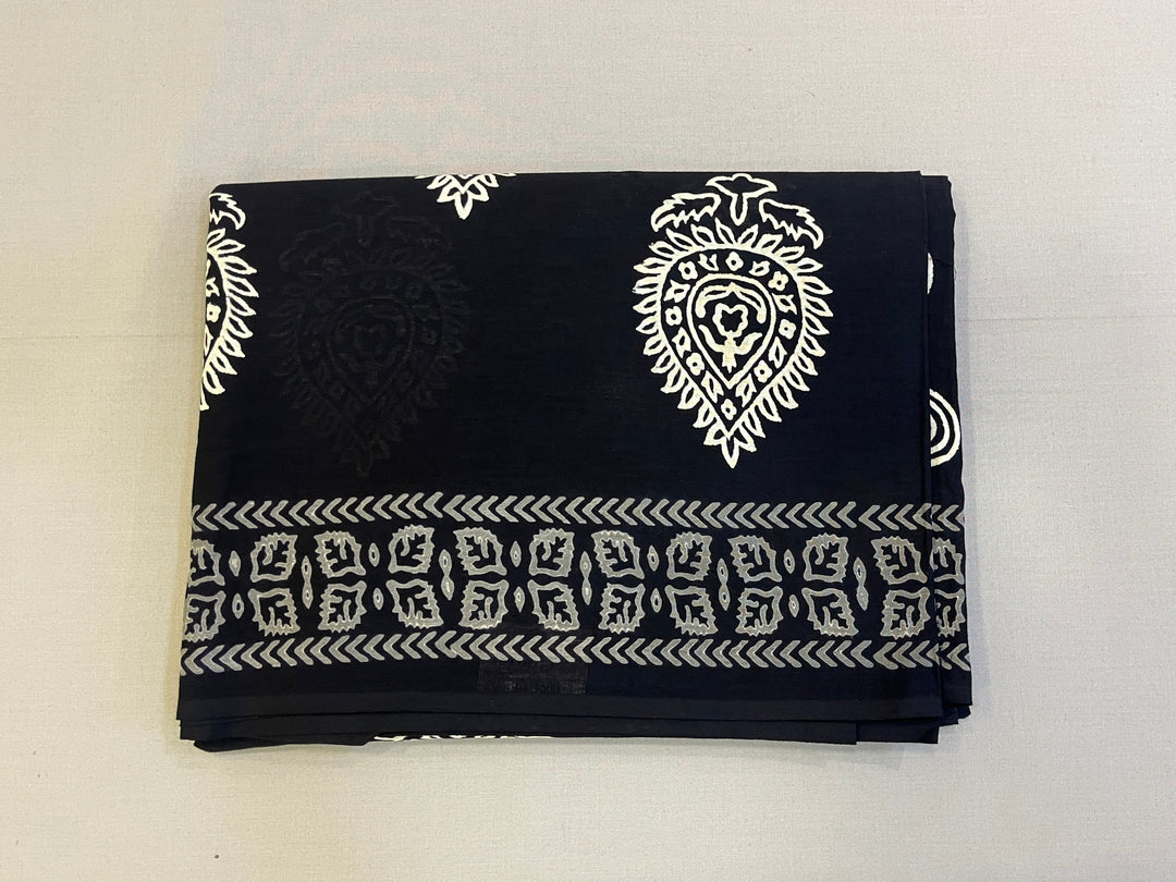 Hayagrivas Black Jaipur Cotton Saree SSCBF73E7-1
