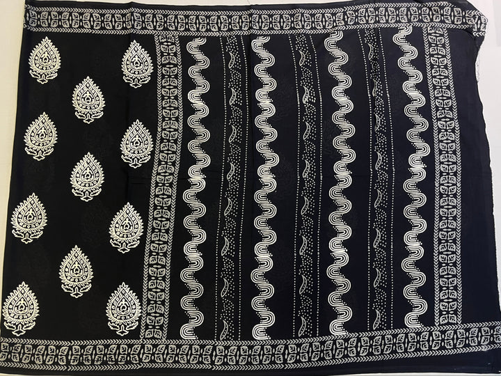 Hayagrivas Black Jaipur Cotton Saree SSCBF73E7-1