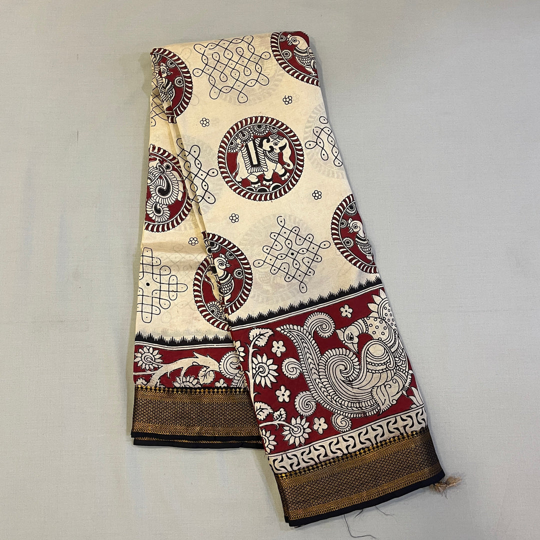 Hayagrivas Ivory Kalamkari Sarees (2 Shades)