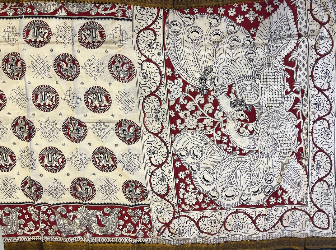 Hayagrivas Ivory Kalamkari Sarees (2 Shades)