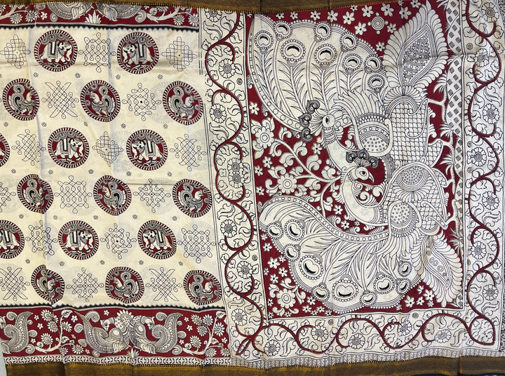Hayagrivas Ivory Kalamkari Sarees (2 Shades)