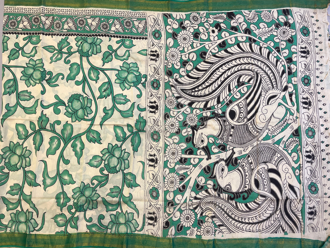Hayagrivas Sandal Kalamkari Saree SSCBF73E35