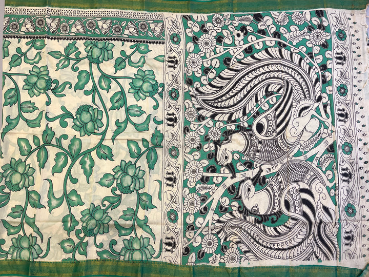 Hayagrivas Sandal Kalamkari Saree SSCBF73E35